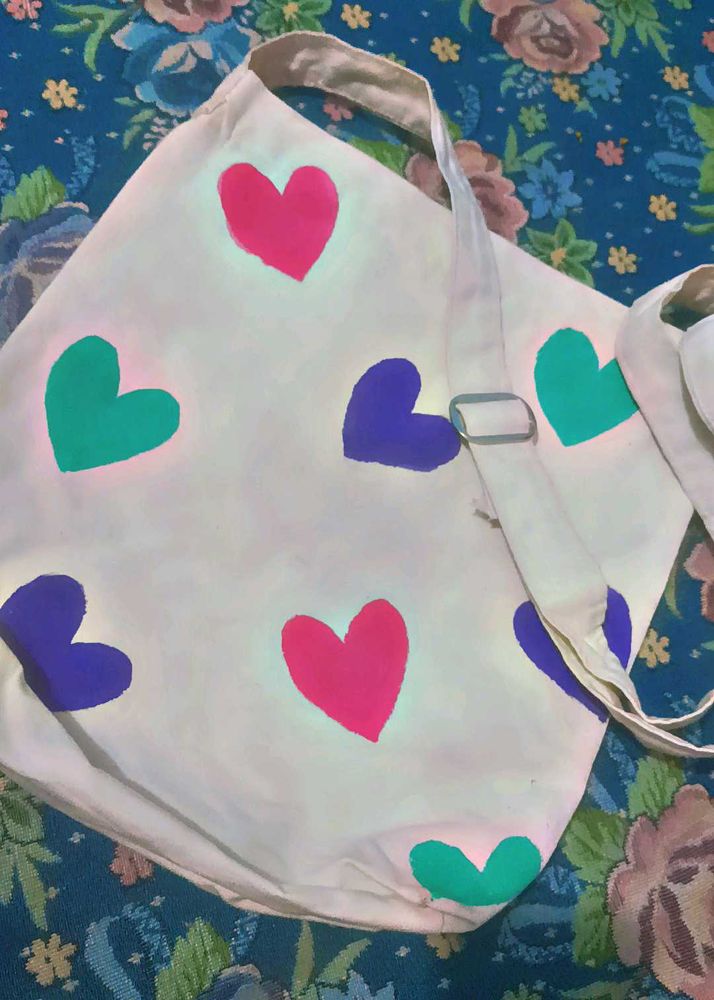 A Beautiful Hand painted Canvas Hobo Bag