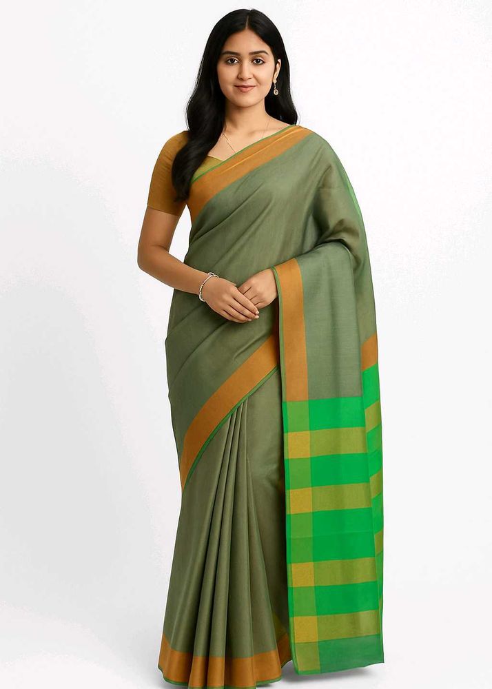Elegant Green Cotton Saree