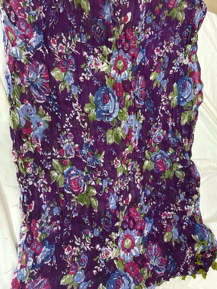 Purple floral dupatta