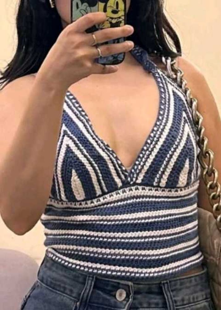 Striped Crochet Halter Top