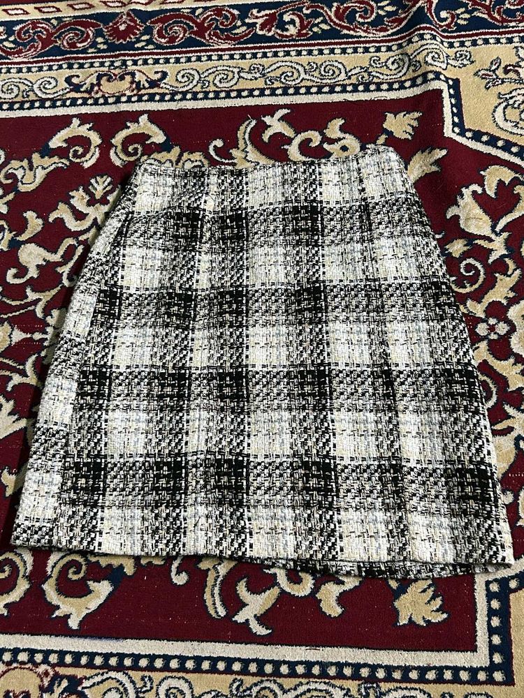 Plaid Tweed Mini Skirt