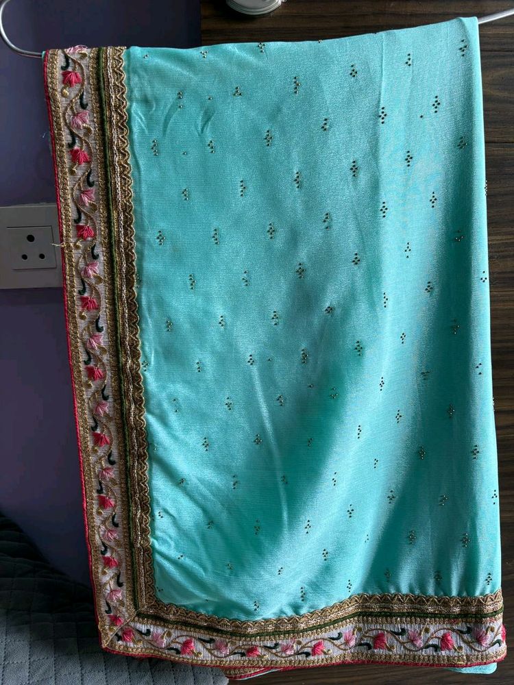 Beautiful Saree With Embroidery Border
