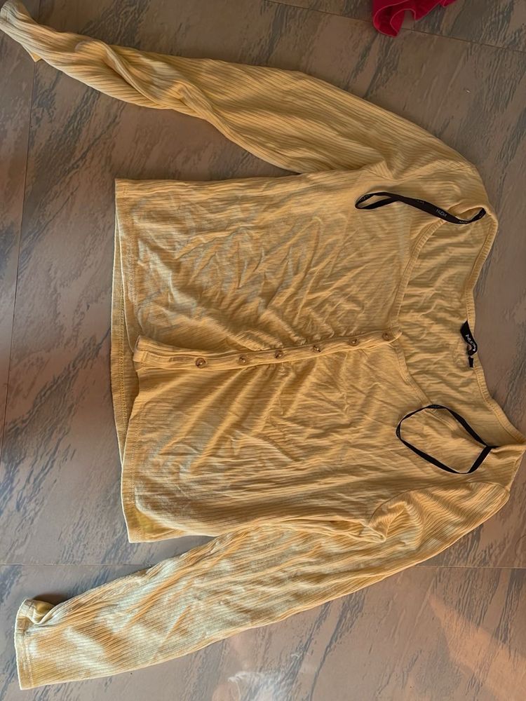 Cute Yellow Button-Up Top