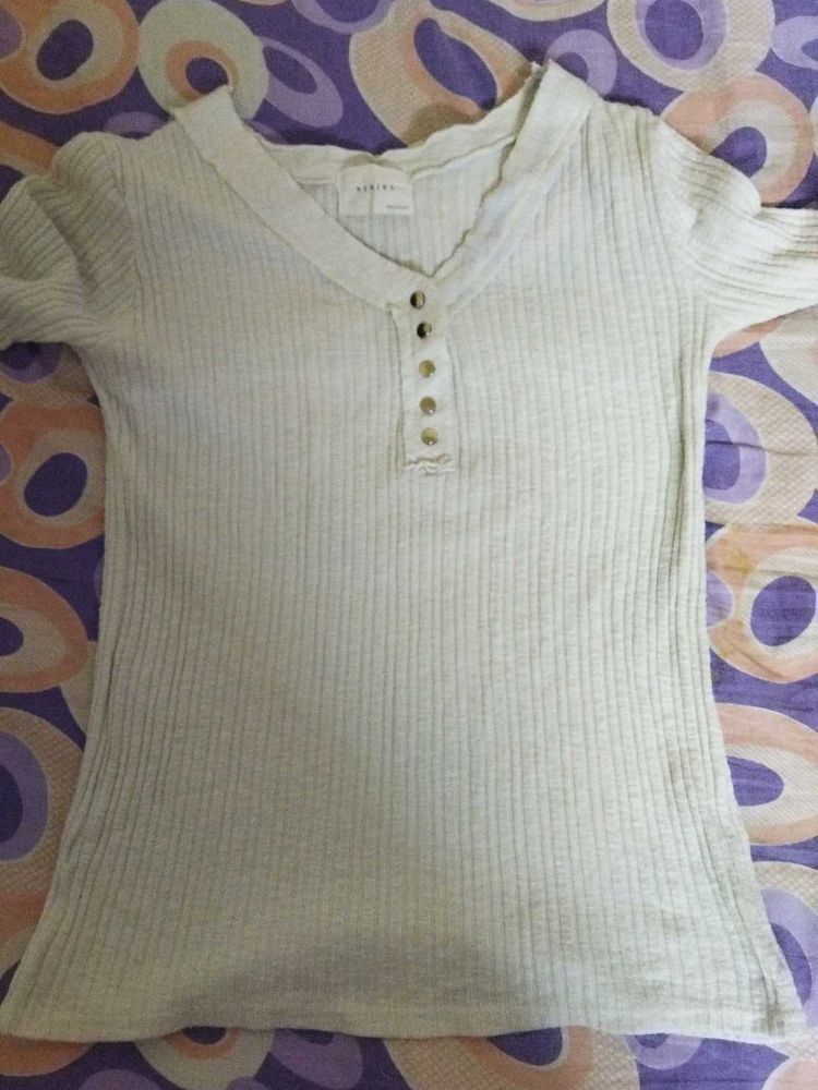 White Wollen Korean Pullover