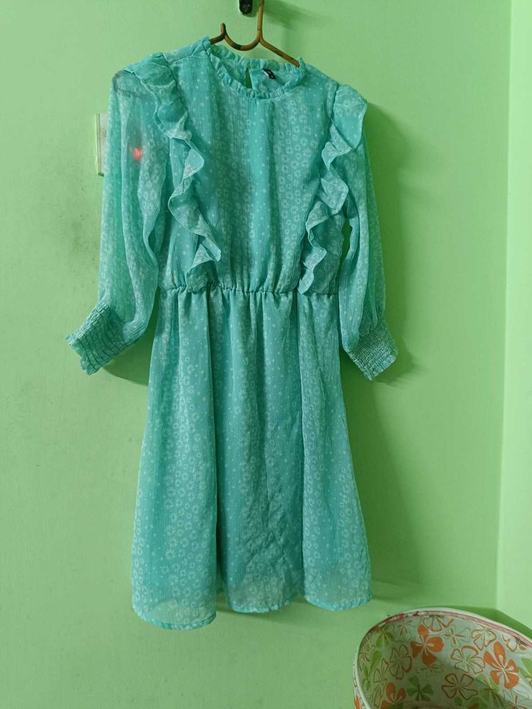 Ruffle Trim Mini Dress