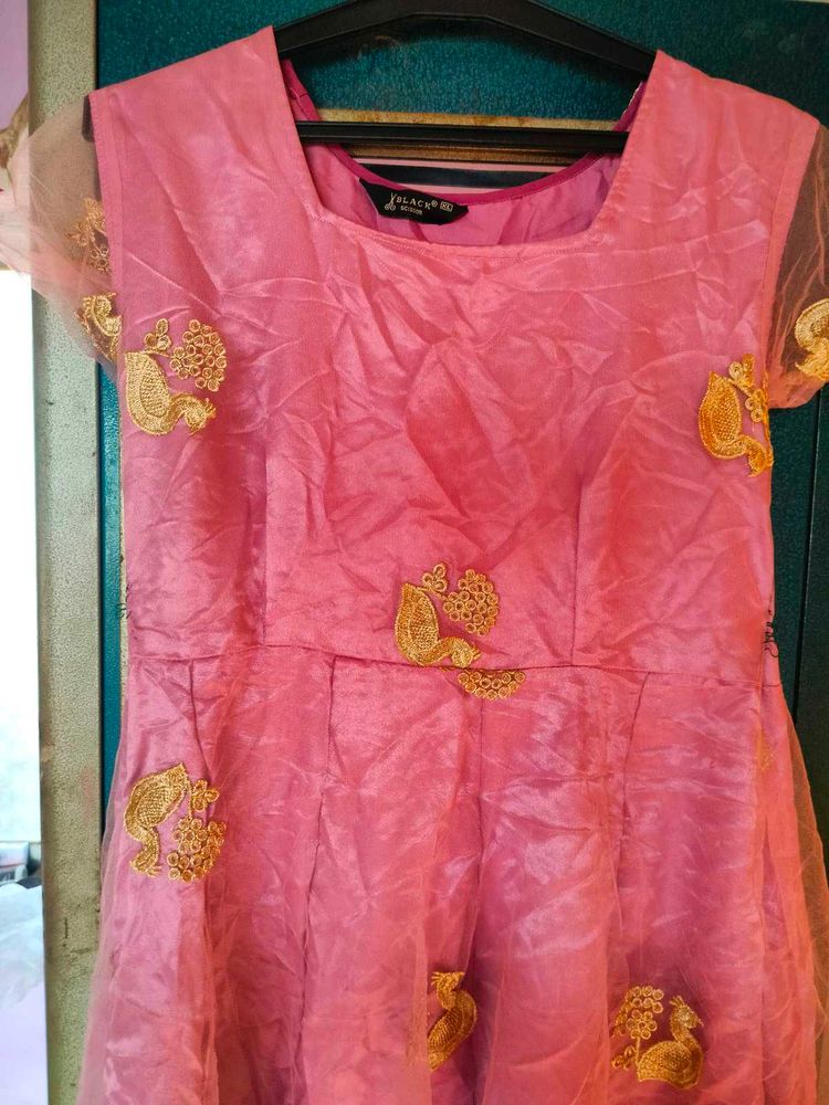Elegant Pink Embroidered Dress
