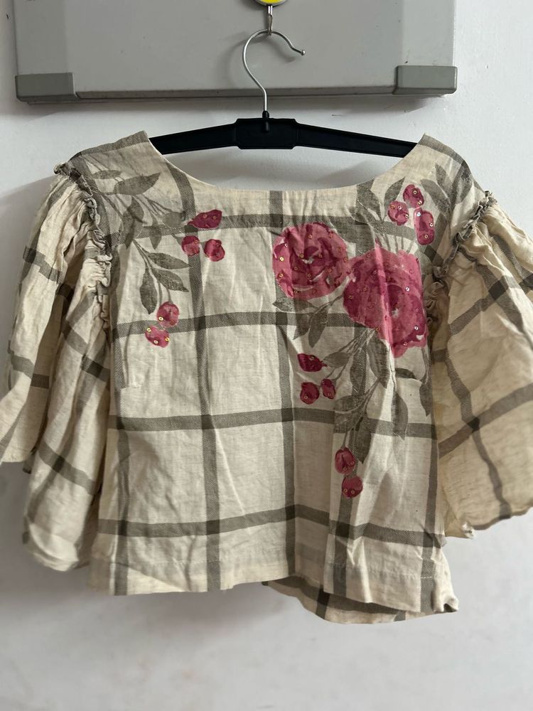 Floral Check Top