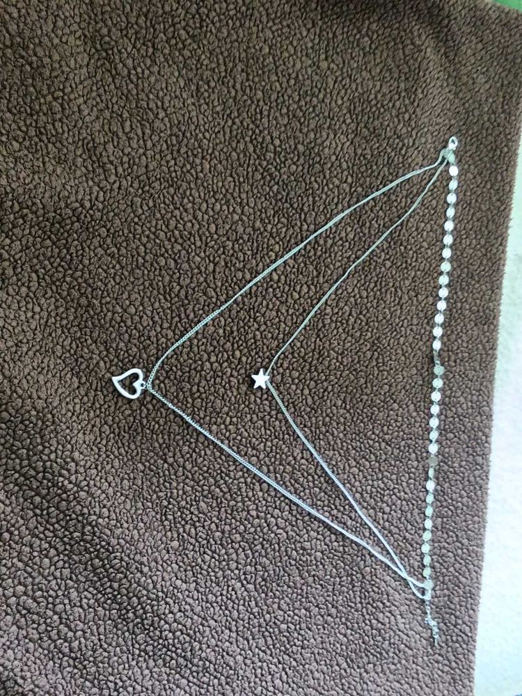 Layered Silver looking Charm Necklace