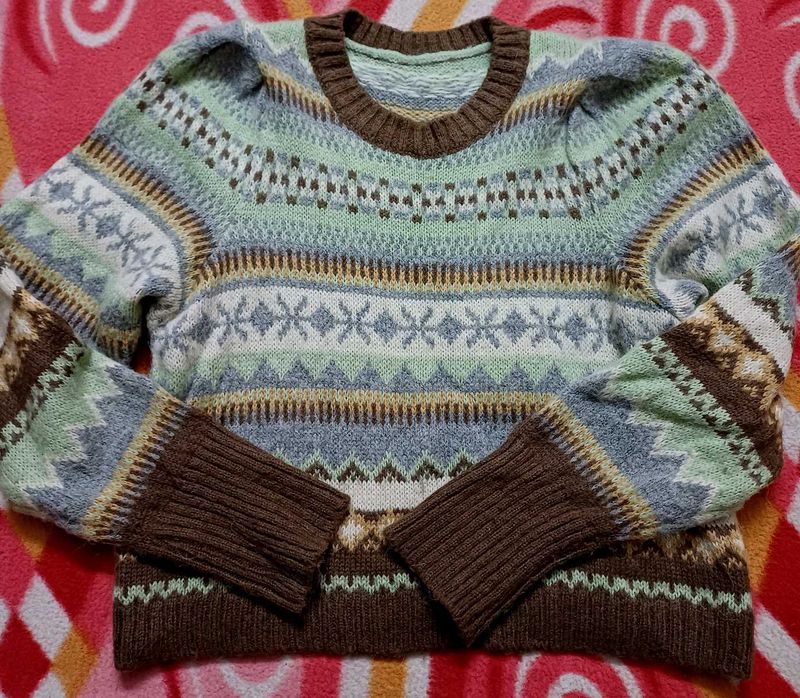 Vintage Patterned Knit Sweater