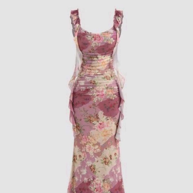 Floral Print Ruffle Detail Dress