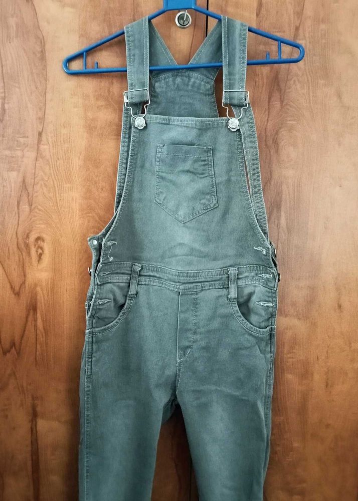 Grey Wash Denim Overalls