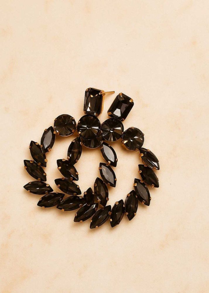 ✨ Statement Black Crystal Hoop Earrings ✨