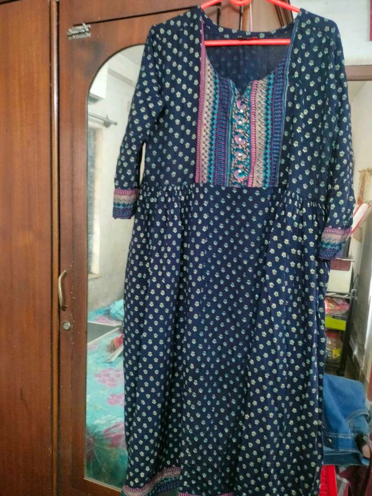 Blue Free Size Anarkali Kurta.