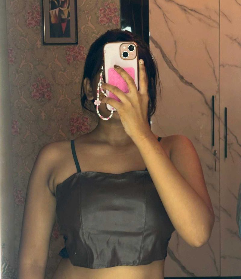 Brown Strappy Crop Top