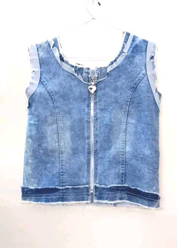 Girls Solid Denim Jacket