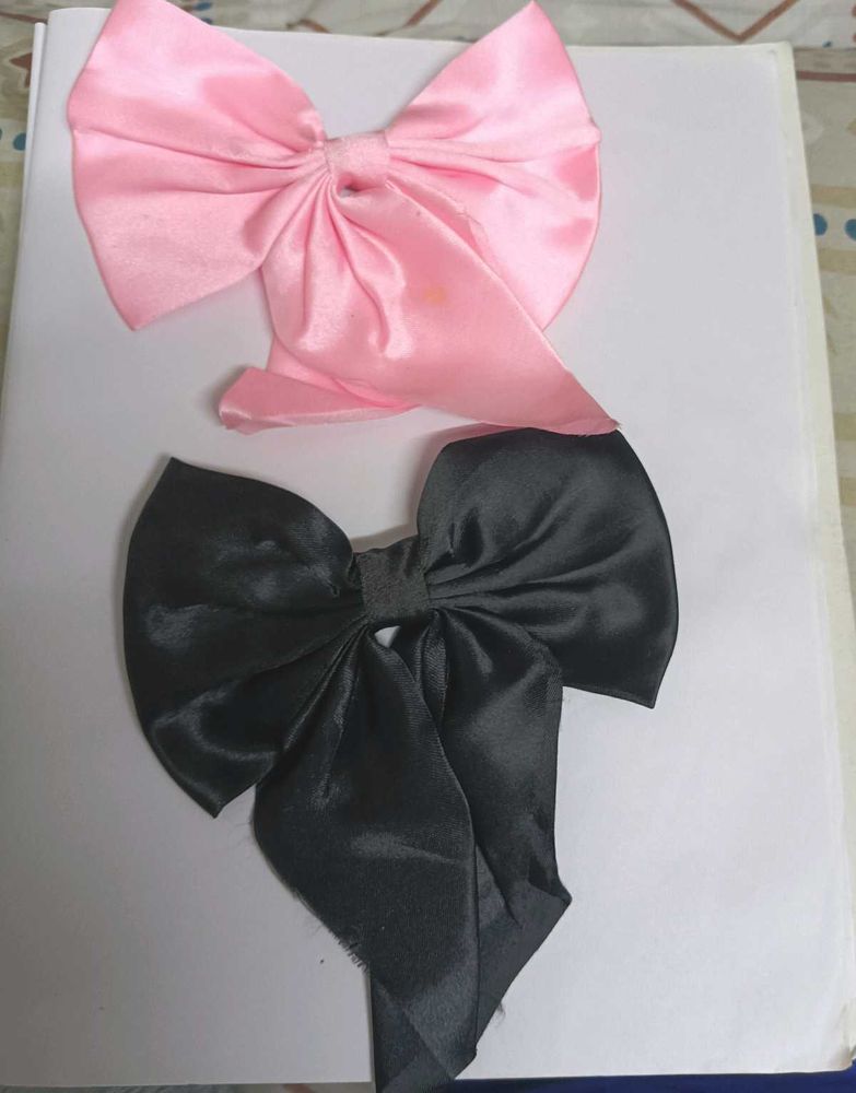 Pink &amp; Black Hair Bow Set