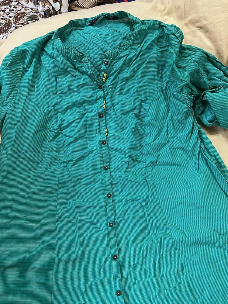 Green Button-Down Top