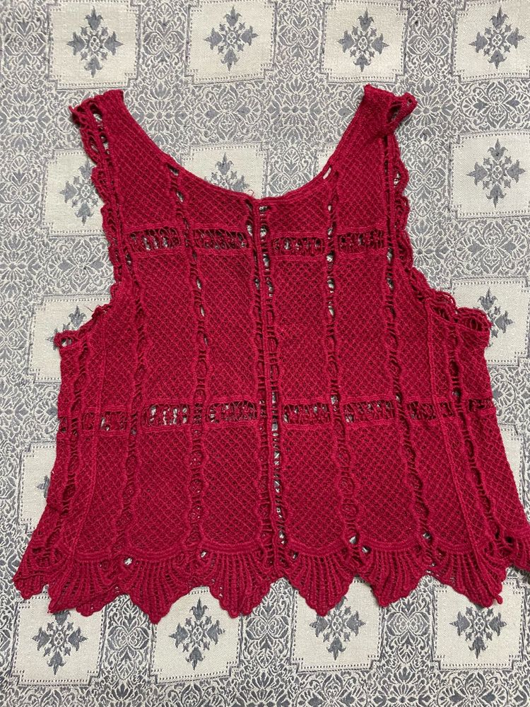 Red Knitted Tank Top