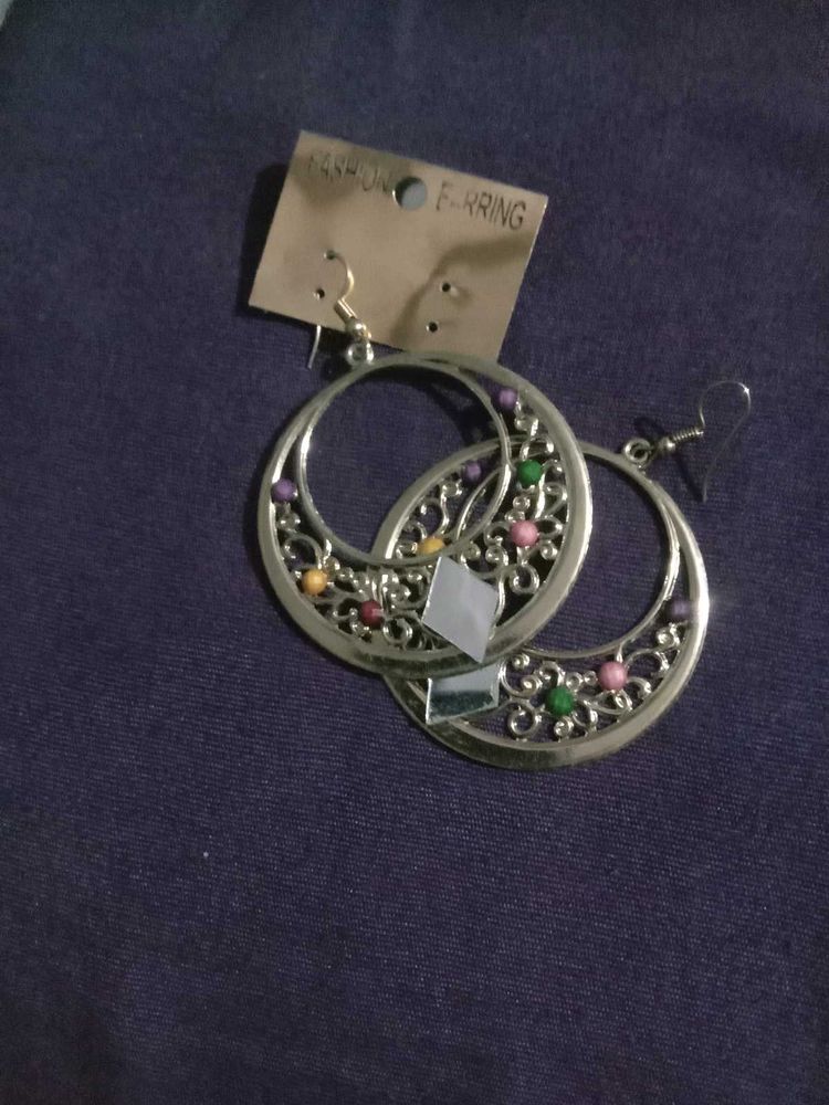 Hoop Earrings with Colorful Beads