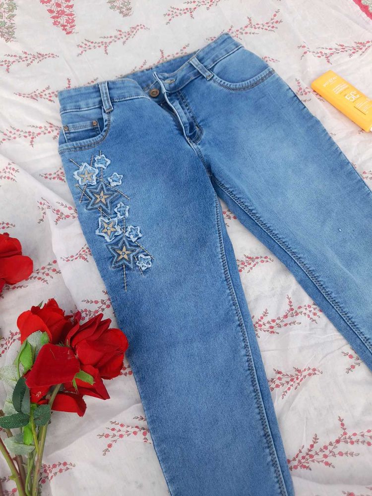 Embroidered Star Jeans