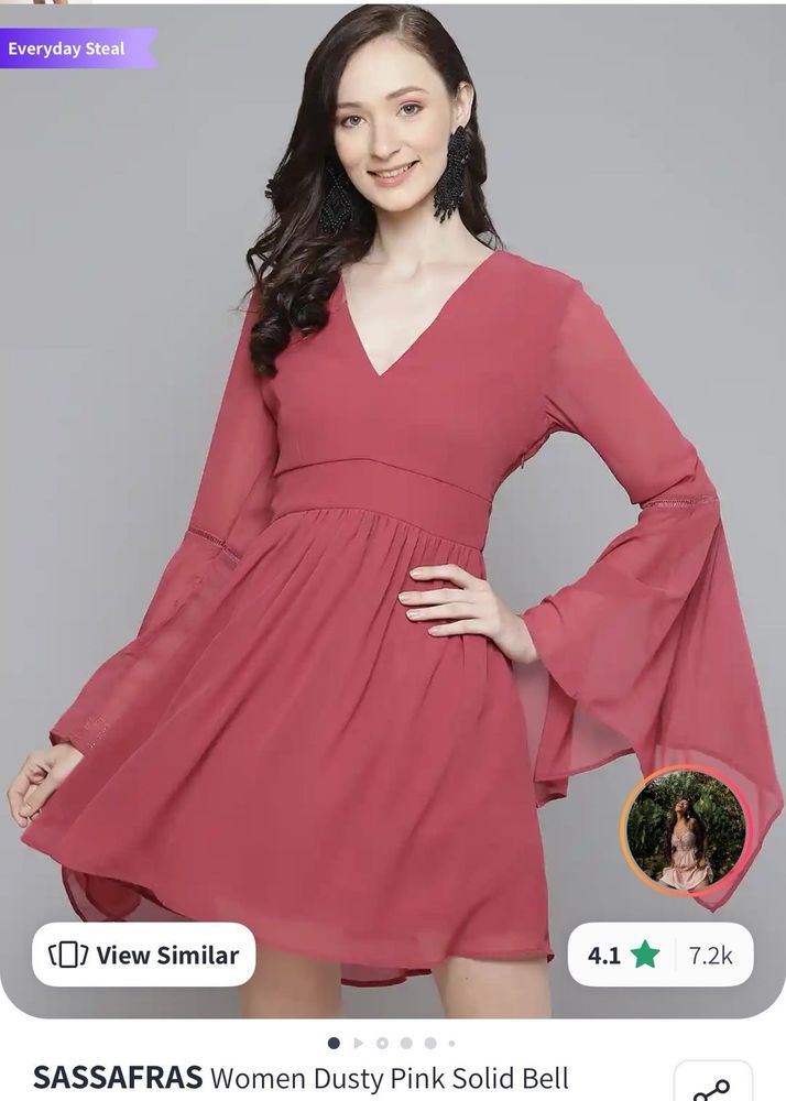 Dusty Pink Bell Sleeve Dress