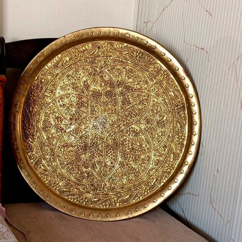ANTIQUE BRASS PLATTER OR PLATE 1920s