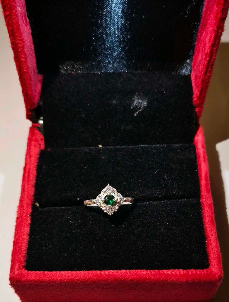 Emerald Accent Ring pure silver 💍#fixed pr