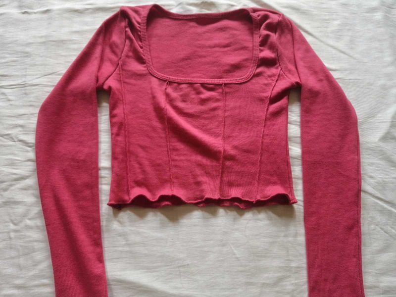 Hot Pink Rectangle Neck Crop Top🎀