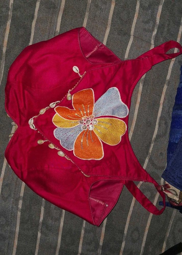 Red Floral Embellished Tank Top