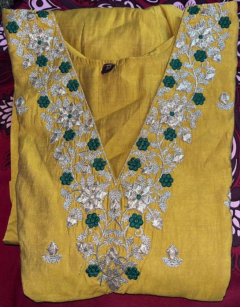 Elegant Mustard Embroidered Kurti