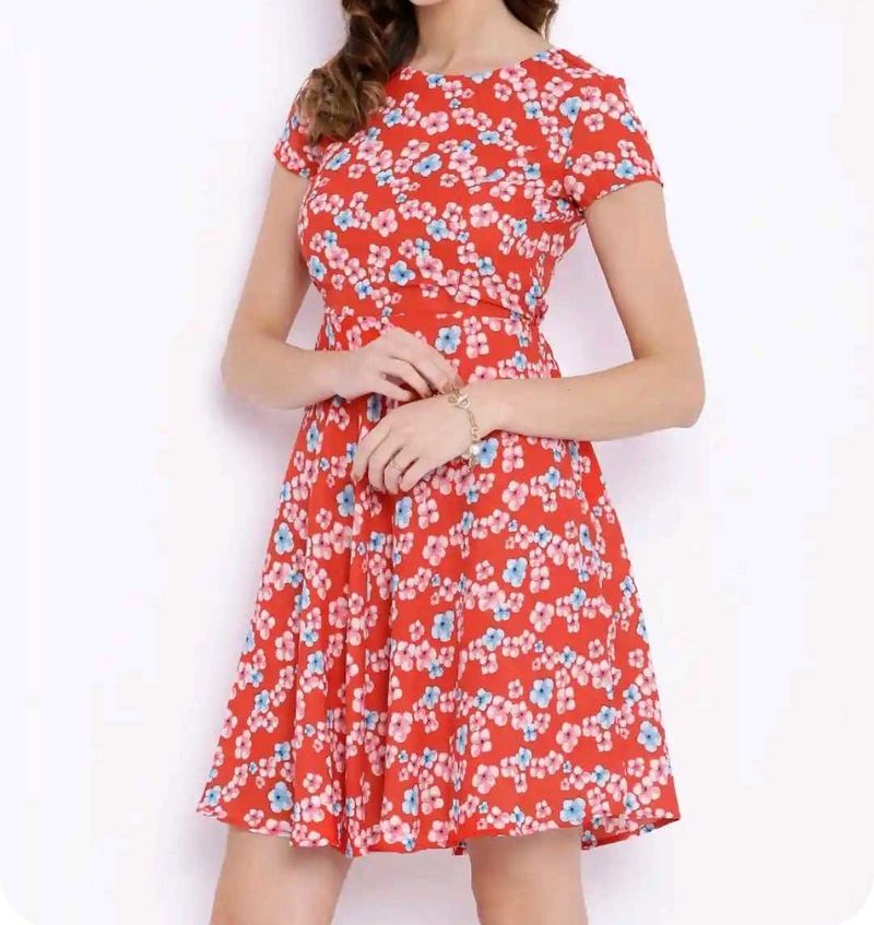 Honey By Pantaloons Red Floral Fit And Flare Dress