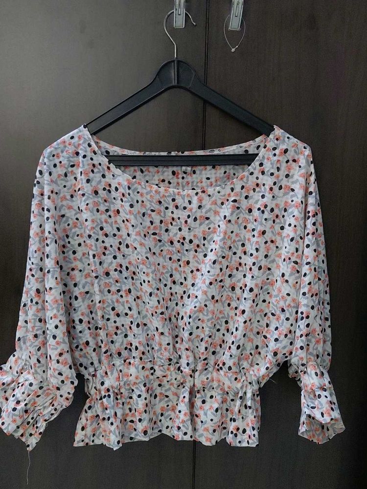 Floral Print Blouson Top