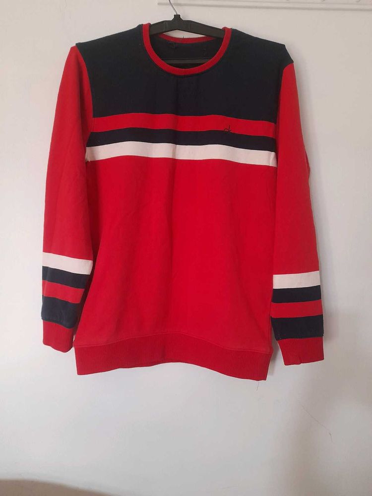 Striped Red Sweatshirt,not faded,like New L size