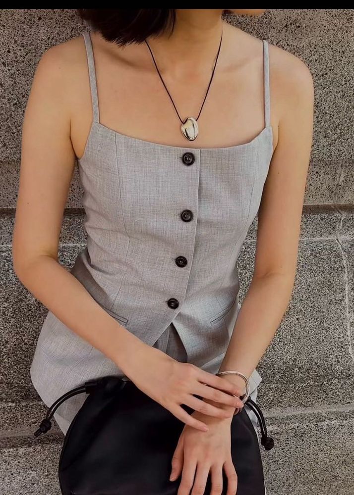 Gray Buttoned waistcoat