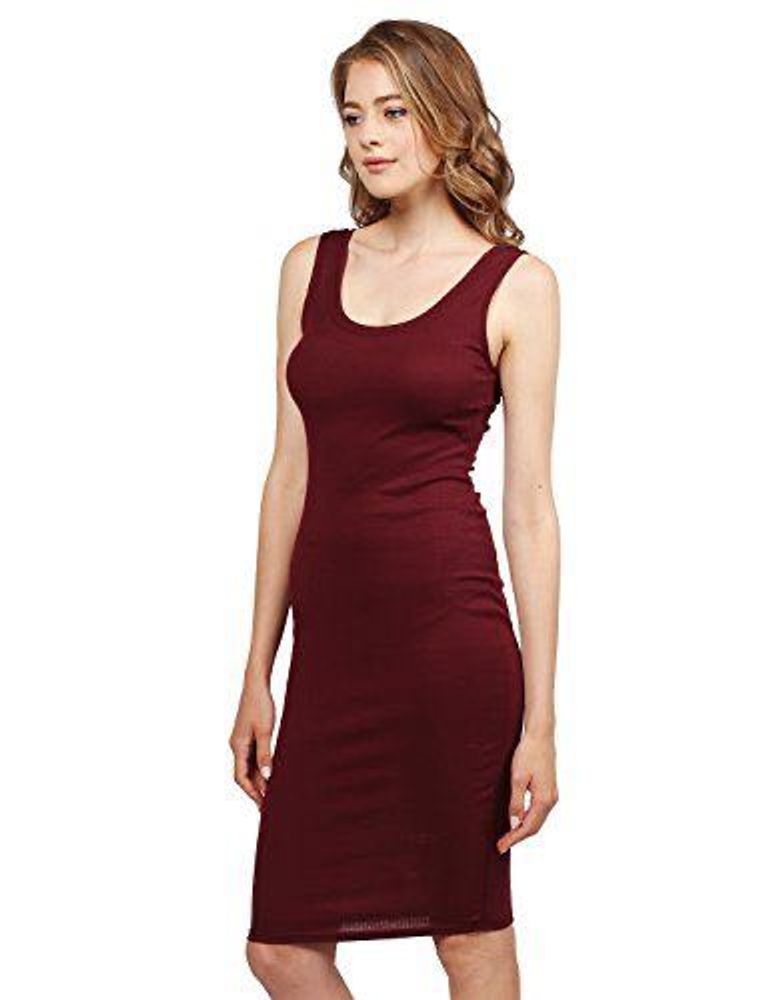 Burgundy Bodycon Midi Slip Dress