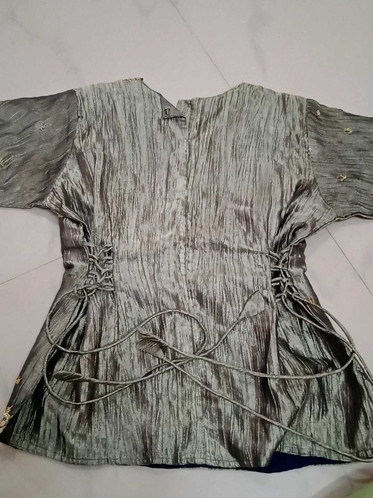 Metallic Grey Corset Top