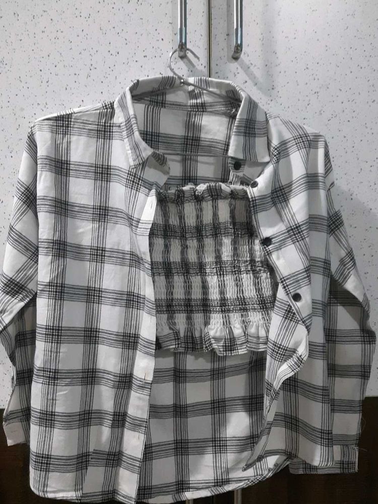 Plaid Shirt &amp; Tank Set