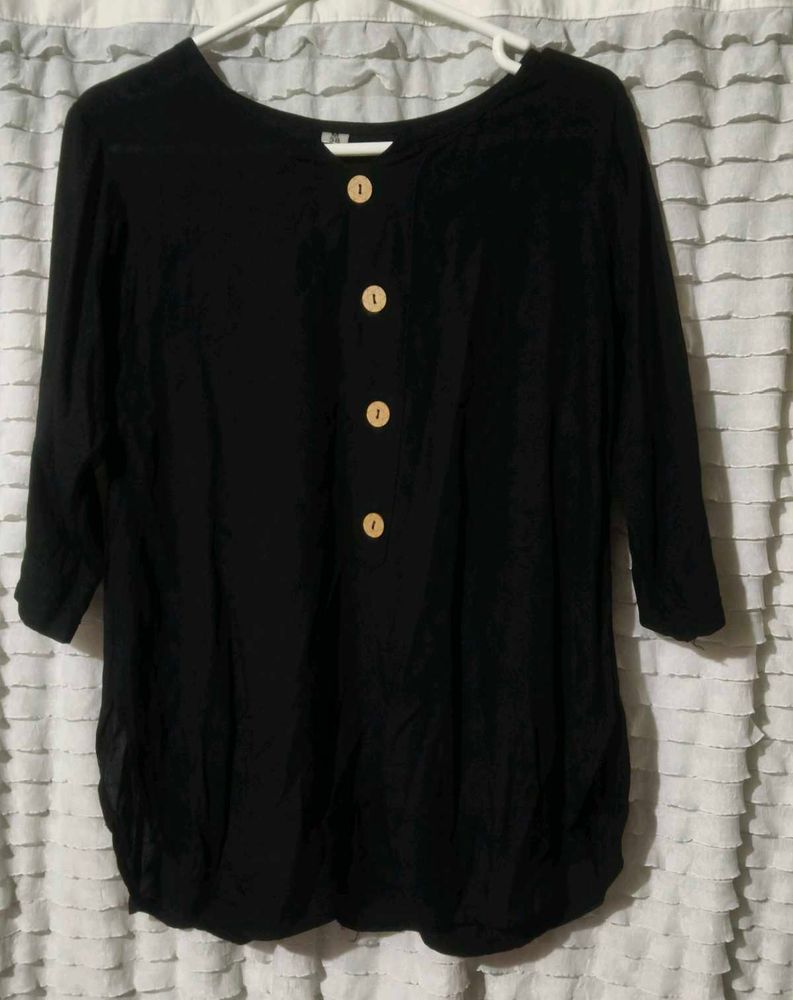 Black Button-Down Top