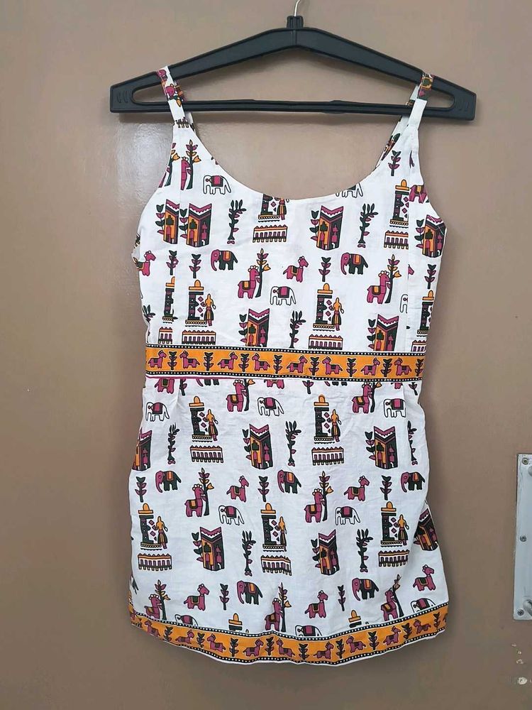 Printed Tank Top/Sleeveless Short Kurti