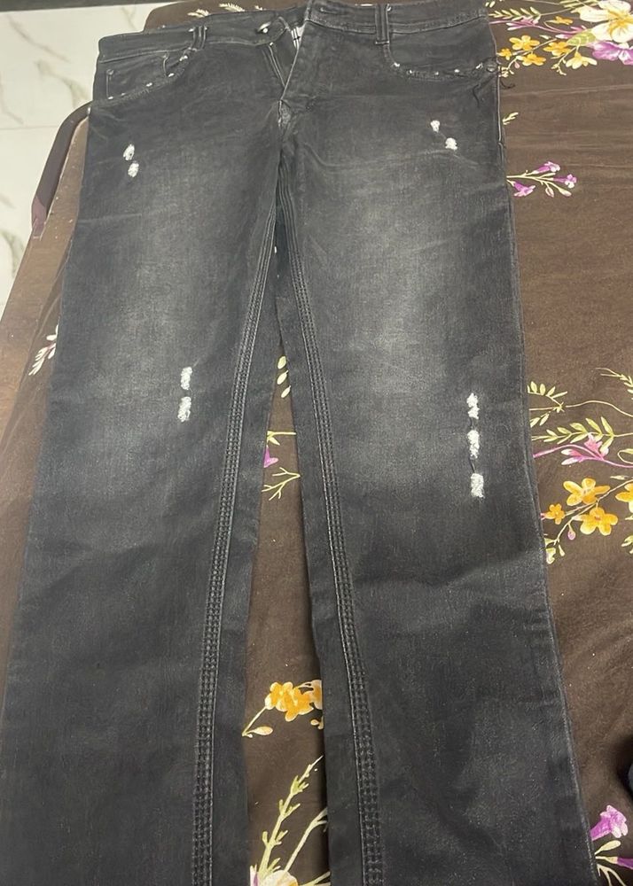 Distressed Black Jeans