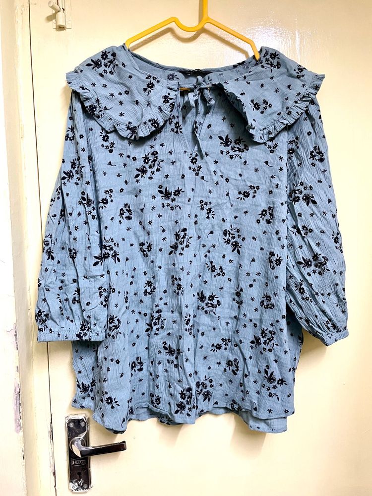 Floral Ruffle Collar Blouse