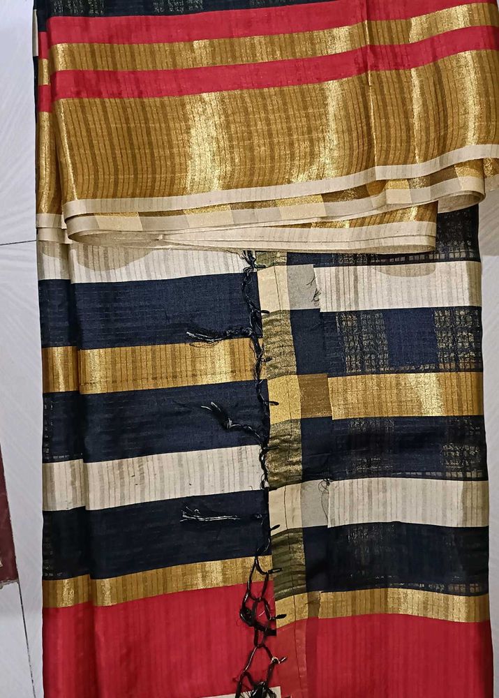 Golden Zari Work Cotton Saree ❤️