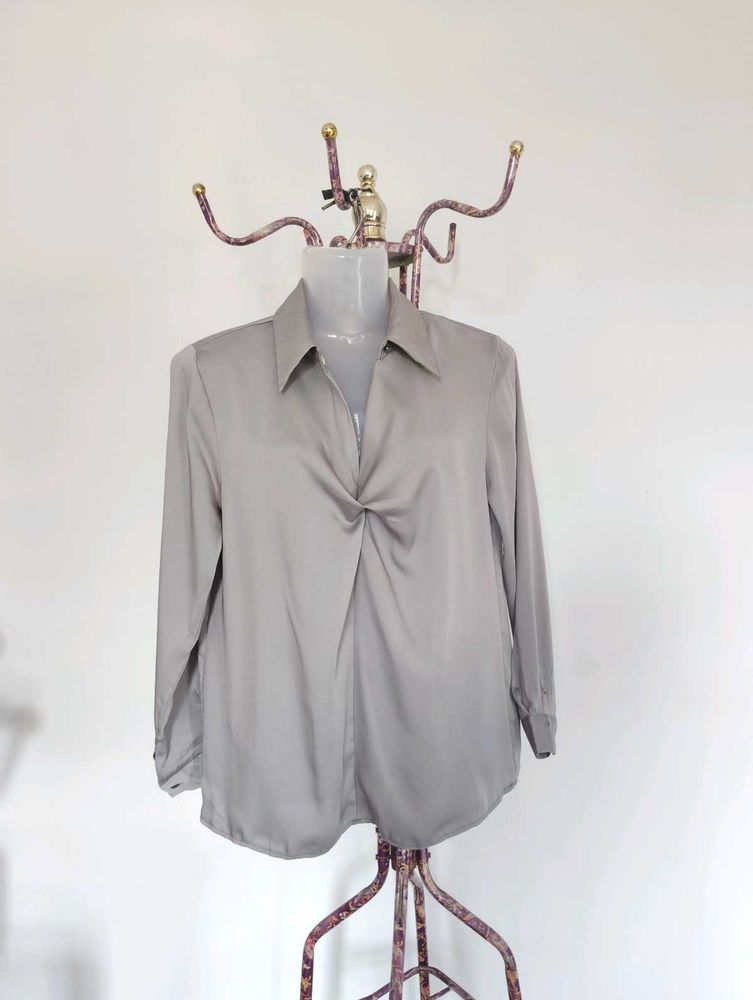 Vintage Gray Silky Blouse