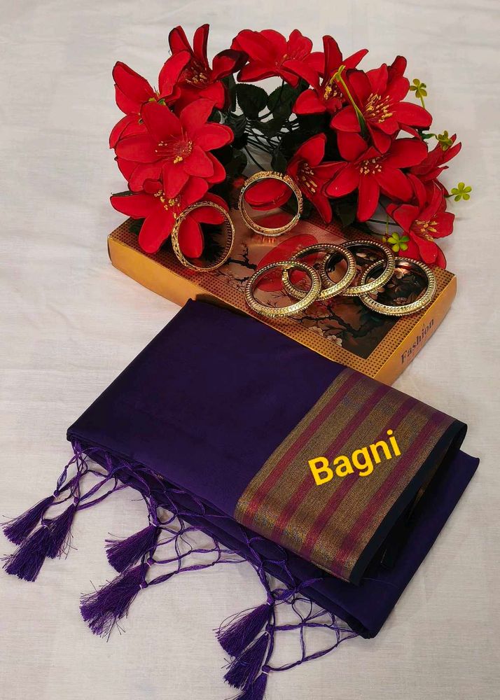 Elegant Purple Bagni Saree Zaree Patta with jhalar