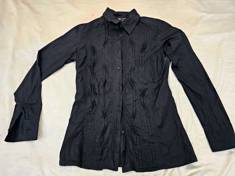 Black Button-Down Top