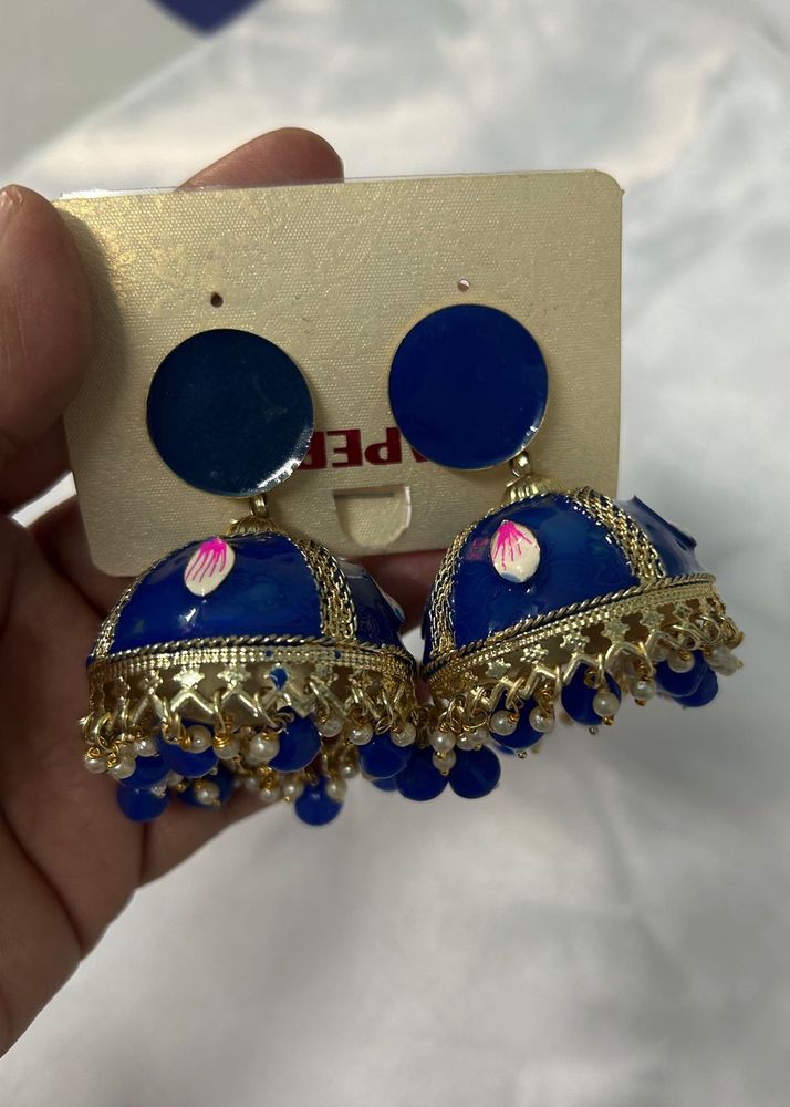 light weight brand new pretty Blue Jhumka Earrings