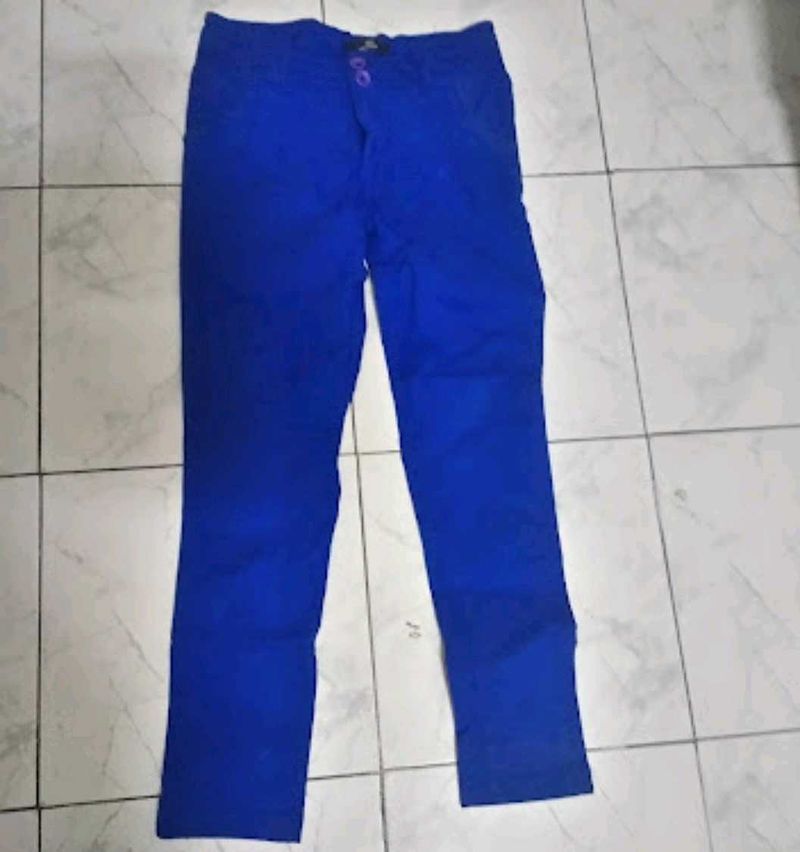 Stretchable Royal Blue Trousers Women