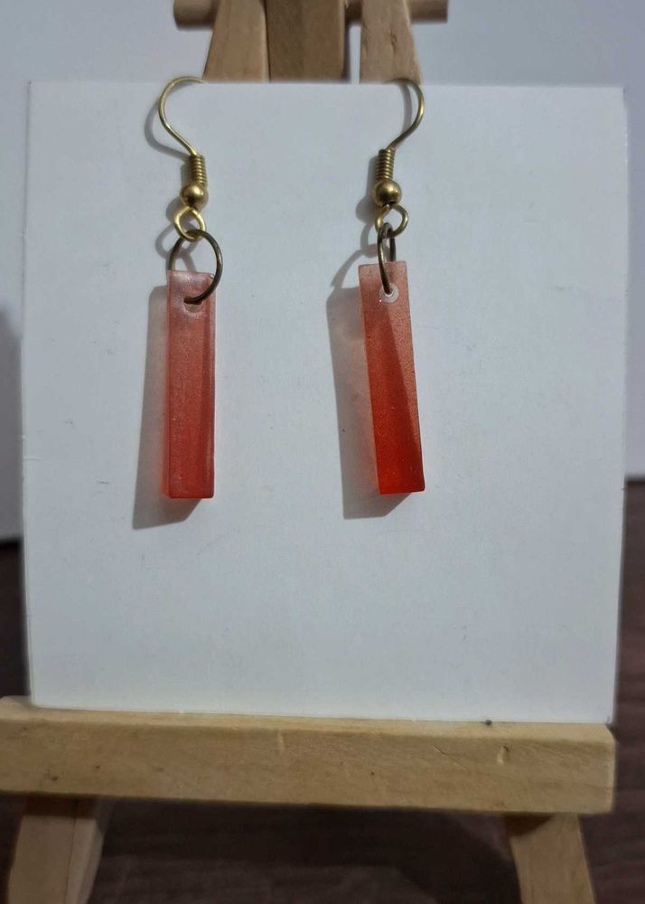 Red resin Drop Earrings Handmade Earring