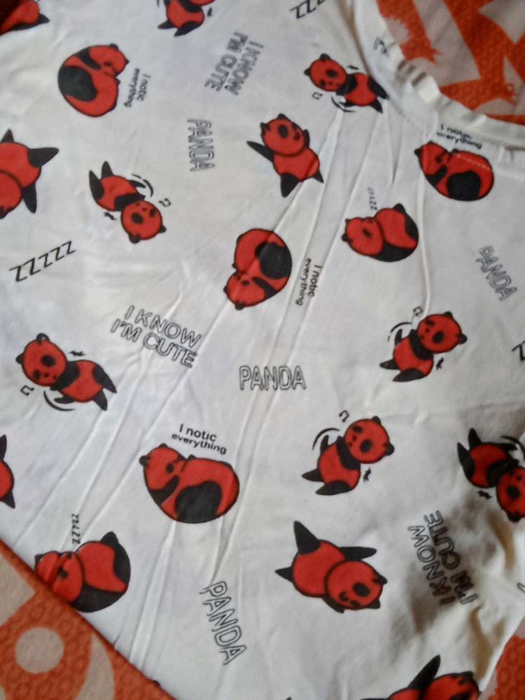 Cute Panda Print T-Shirt