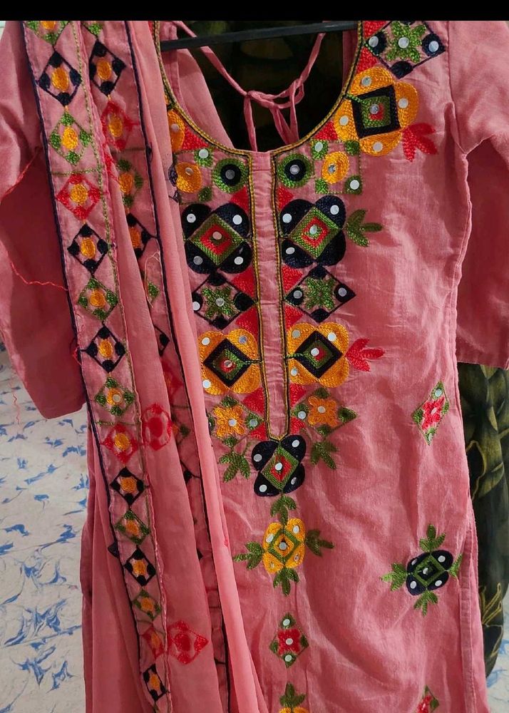 Pink Embroidered Kurta Set